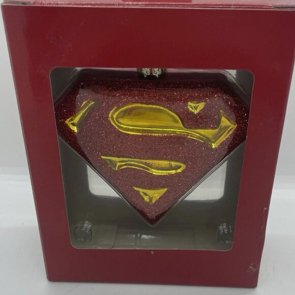 Hallmark 2022 Superman Emblem Symbol "S" Blown Glass Ornament DC Comics 4" - Picture 4 of 5